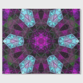 モザイク万華鏡のように千変万化するパターンフラワーブルーとパープル ラッピングペーパー (フラット)