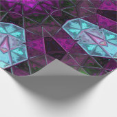 モザイク万華鏡のように千変万化するパターンフラワーブルーとパープル ラッピングペーパー (角)
