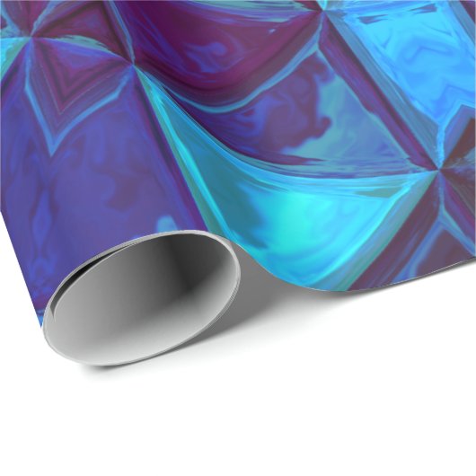 モザイク万華鏡のように千変万化するパターンフラワーブルーとパープル ラッピングペーパー (ロールコーナー)