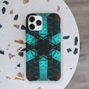 モザイク万華鏡のように千変万化するパターンフラワーブルーとレッド iPhone 11 ケース