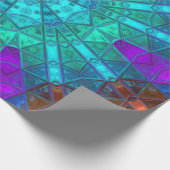 モザイク万華鏡のように千変万化するパターンフラワーブルーパープル&レッド ラッピングペーパー (角)