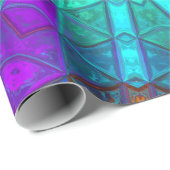 モザイク万華鏡のように千変万化するパターンフラワーブルーパープル&レッド ラッピングペーパー (ロールコーナー)