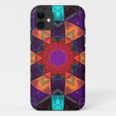 モザイク万華鏡のように千変万化するパターンフラワーレッドオレンジとブルー Case-Mate iPhoneケース (裏面)