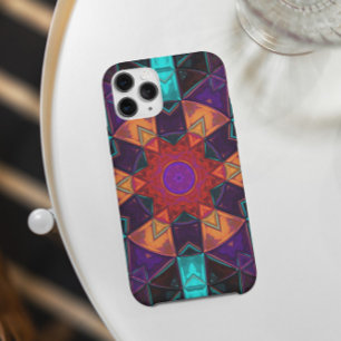 モザイク万華鏡のように千変万化するパターンフラワーレッドオレンジとブルー iPhone 11 ケース