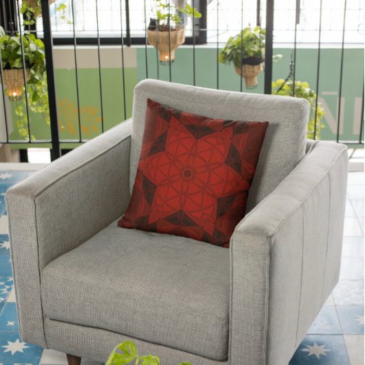 モザイク万華鏡のように千変万化するパターンフラワーレッド&ブラック クッション