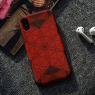 モザイク万華鏡のように千変万化するパターンフラワーレッド&ブラック iPhone 11 ケース