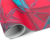 モザイク万華鏡のように千変万化するパターンフラワーレッド&ブルー ラッピングペーパー (ロールコーナー)