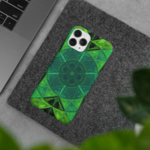 モザイク万華鏡のように千変万化するパターン花緑 iPhone 11 ケース