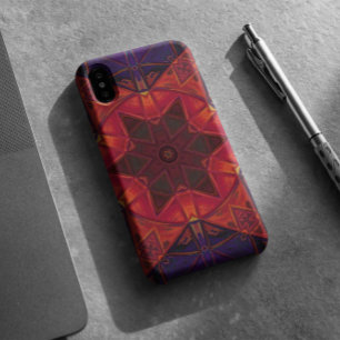 モザイク万華鏡のように千変万化するパターン花赤と紫 iPhone 11 ケース