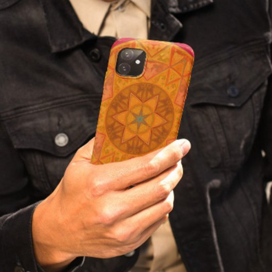 モザイク万華鏡のように千変万化するパターン花赤オレンジと黒 Case-Mate iPhoneケース
