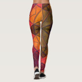 モザイク万華鏡のように千変万化するパターン花黄色と紫 レギンス (裏面)