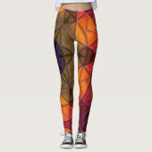 モザイク万華鏡のように千変万化するパターン花黄色と紫 レギンス (正面)