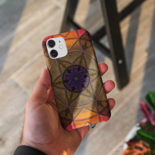 モザイク万華鏡のように千変万化するパターン花黄色と紫 Case-Mate iPhoneケース