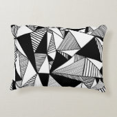 モザイク三角形、白黒テクスチャ アクセントクッション (裏面)