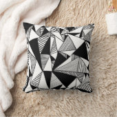 モザイク三角形、白黒テクスチャ クッション (ブランケット)