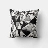 モザイク三角形、白黒テクスチャ クッション (裏面)