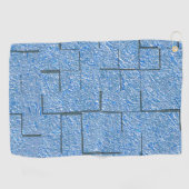モザイク効果とレリーフ、 浮き彫りを持つ銀色の青いテクスチャ ゴルフタオル (横)