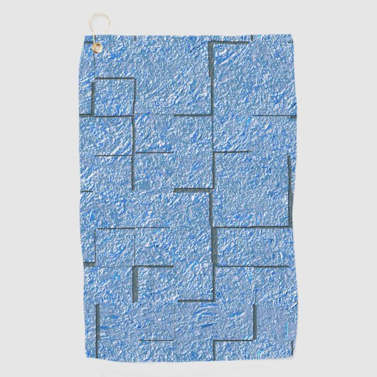 モザイク効果とレリーフ、 浮き彫りを持つ銀色の青いテクスチャ ゴルフタオル (正面)
