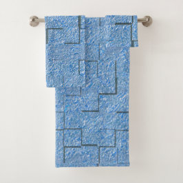 モザイク効果とレリーフ、 浮き彫りを持つ銀色の青いテクスチャ バスタオルセット