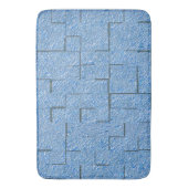 モザイク効果とレリーフ、 浮き彫りを持つ銀色の青いテクスチャ バスマット (正面縦)
