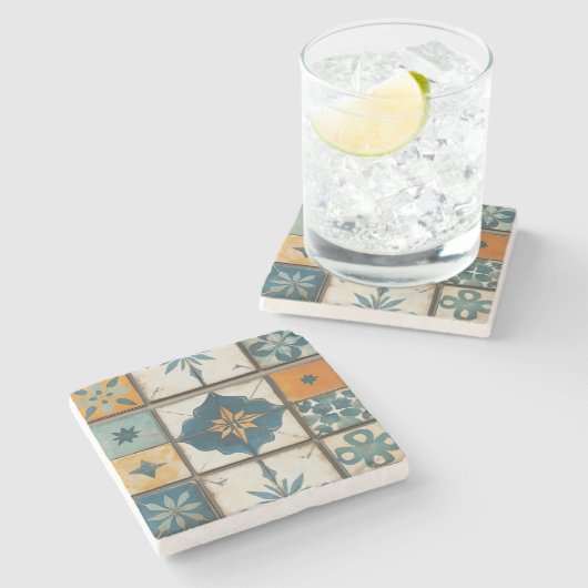モザイク地中海のタイル石コースター ストーンコースター (横)