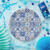 モザイク地中海のタイル青い誕生日パーティー ペーパープレート (パーティー)