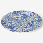 モザイク地中海のタイル青い誕生日パーティー ペーパープレート (アングル)