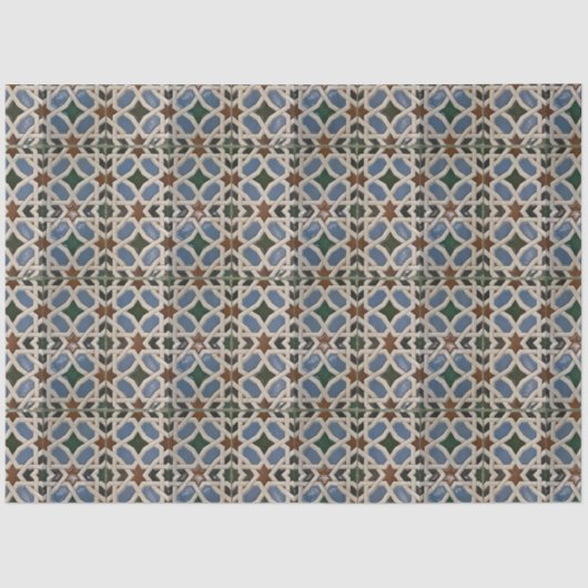 モザイク地中海のブルーグリーンの切り離し 薄葉紙 (正面)