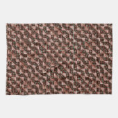 モザイク市松模様にを施した赤い風変わり正方形 キッチンタオル (横)