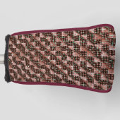 モザイク市松模様にを施した赤い風変わり正方形 ゴルフヘッドカバー (正面)