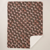 モザイク市松模様にを施した赤い風変わり正方形 シェルパブランケット (正面)