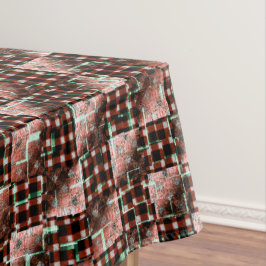 モザイク市松模様にを施した赤い風変わり正方形 テーブルクロス