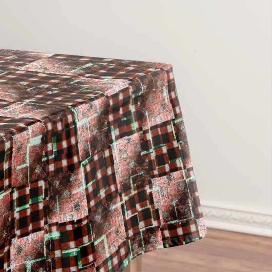 モザイク市松模様にを施した赤い風変わり正方形 テーブルクロス (インサイチュ)