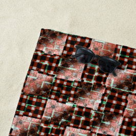 モザイク市松模様にを施した赤い風変わり正方形 ビーチタオル