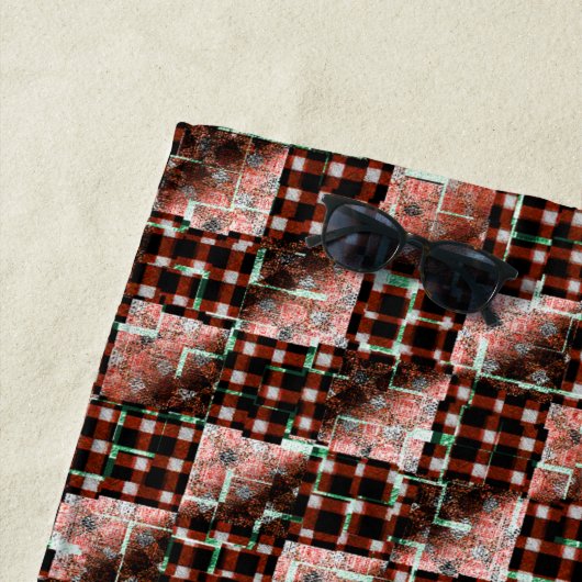 モザイク市松模様にを施した赤い風変わり正方形 ビーチタオル (インサイチュ)