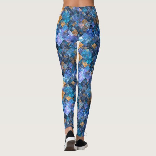 モザイク市松模様に幾何パターンレギンス レギンス (裏面)