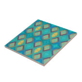 モザイク幾何学的デコールターコイズブルー金ゴールド子猫 タイル (側面)