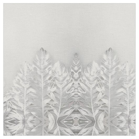 モザイク幾何学銀葉植物模様 ファブリック (クローズアップ)