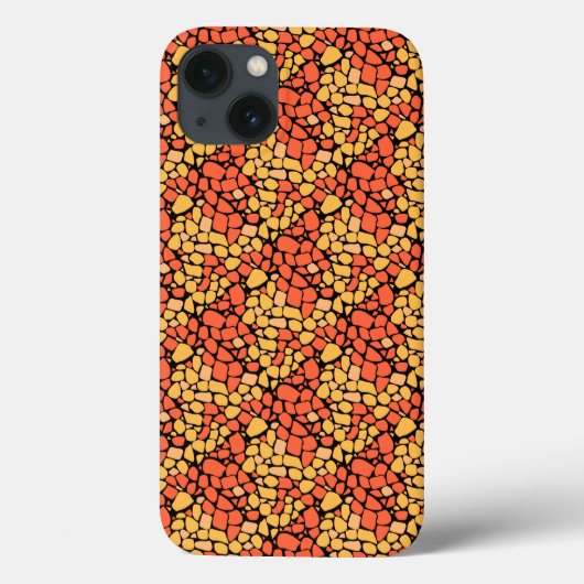 モザイク抽象パターン タイル 黄色 オレンジ 黒 Case-Mate iPhoneケース (裏面)