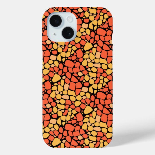 モザイク抽象パターン タイル 黄色 オレンジ 黒 Case-Mate iPhoneケース (裏面)