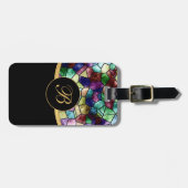 モザイク抽象的な汚れガラス|は個人化なります ラゲッジタグ (正面横)