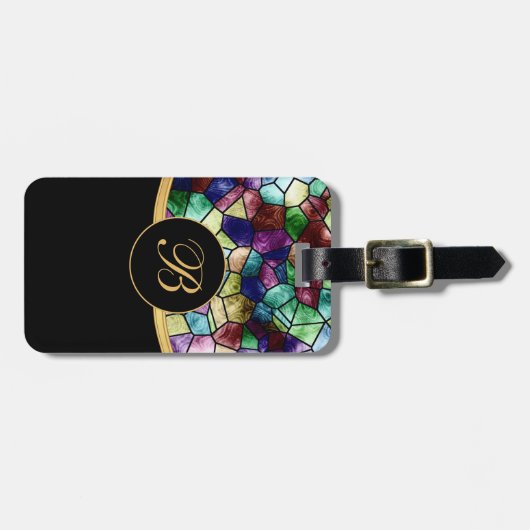 モザイク抽象的な汚れガラス|は個人化なります ラゲッジタグ (正面横)