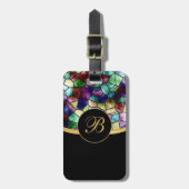 モザイク抽象的な汚れガラス|は個人化なります ラゲッジタグ (正面縦)