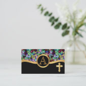 モザイク抽象芸術のステンドグラス|の金十字 名刺 (スタンド正面)