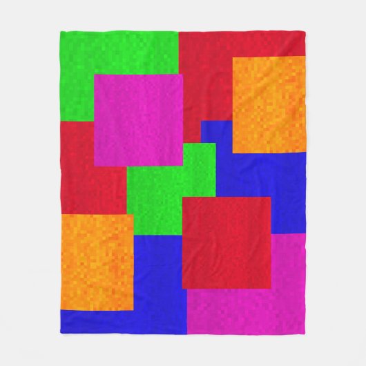 モザイク抽象芸術の色のブロック、 フリースブランケット (正面)