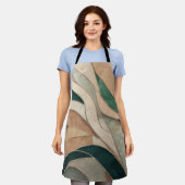 モザイク抽象芸術アート – トープとエメラルド エプロン (着用した状態)