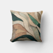 モザイク抽象芸術アート – トープとエメラルド クッション (正面)