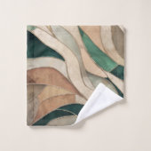 モザイク抽象芸術アート – トープとエメラルド バスタオルセット (ウォッシュタオル)