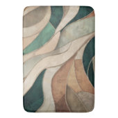 モザイク抽象芸術アート – トープとエメラルド バスマット (正面縦)