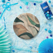 モザイク抽象芸術アート – トープとエメラルド ペーパープレート (パーティー)